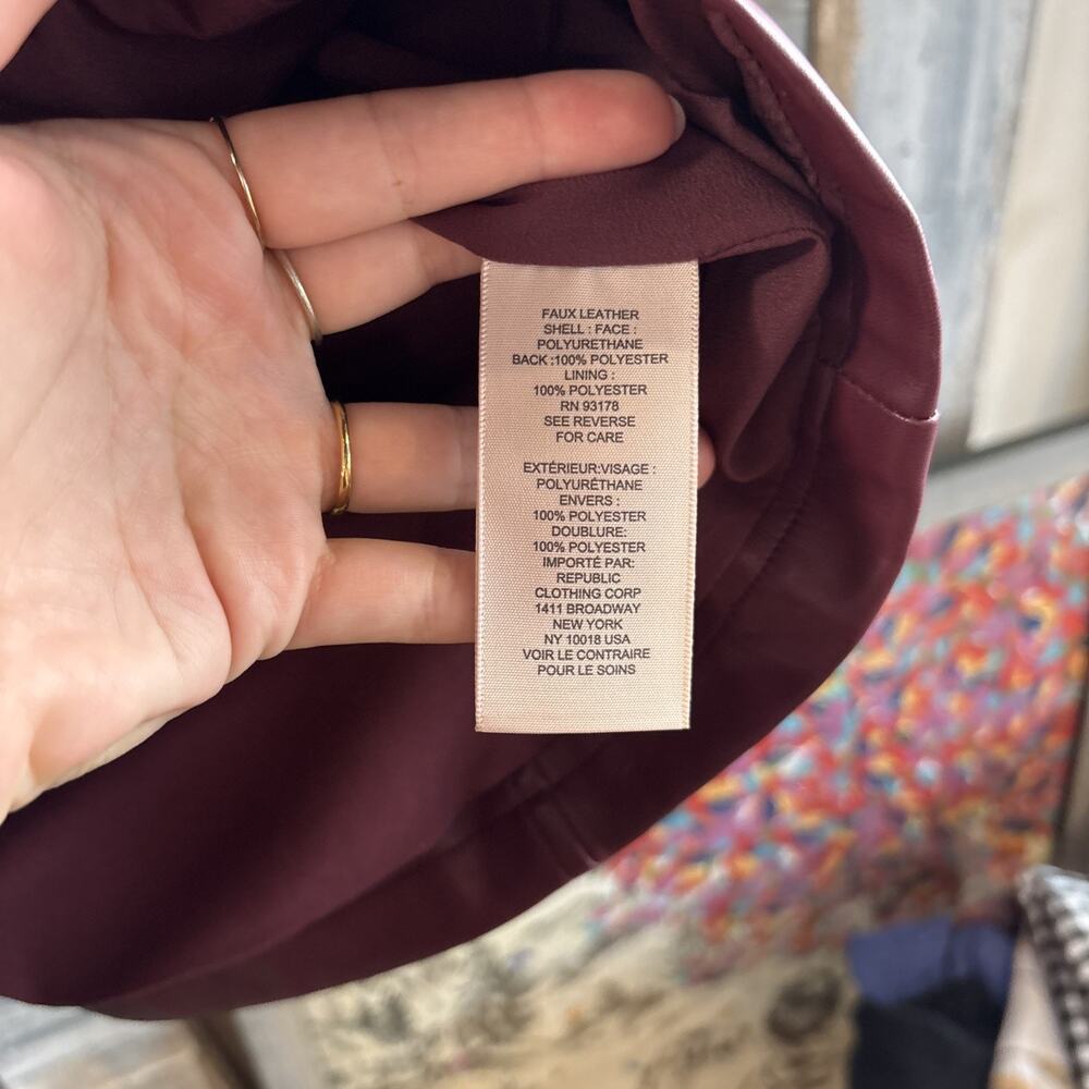 Maroon Philosophy Vegan Leather Jacket Size XL - Picture 5 of 14
